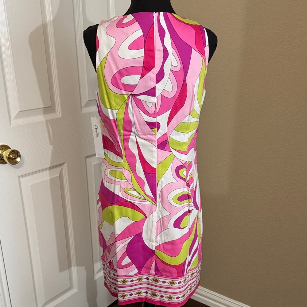 London Times Pink and Green Patterned Dress - Picture 3 of 7